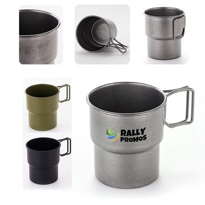 10oz Stainless Steel Camping Mugs With Foldable Handle